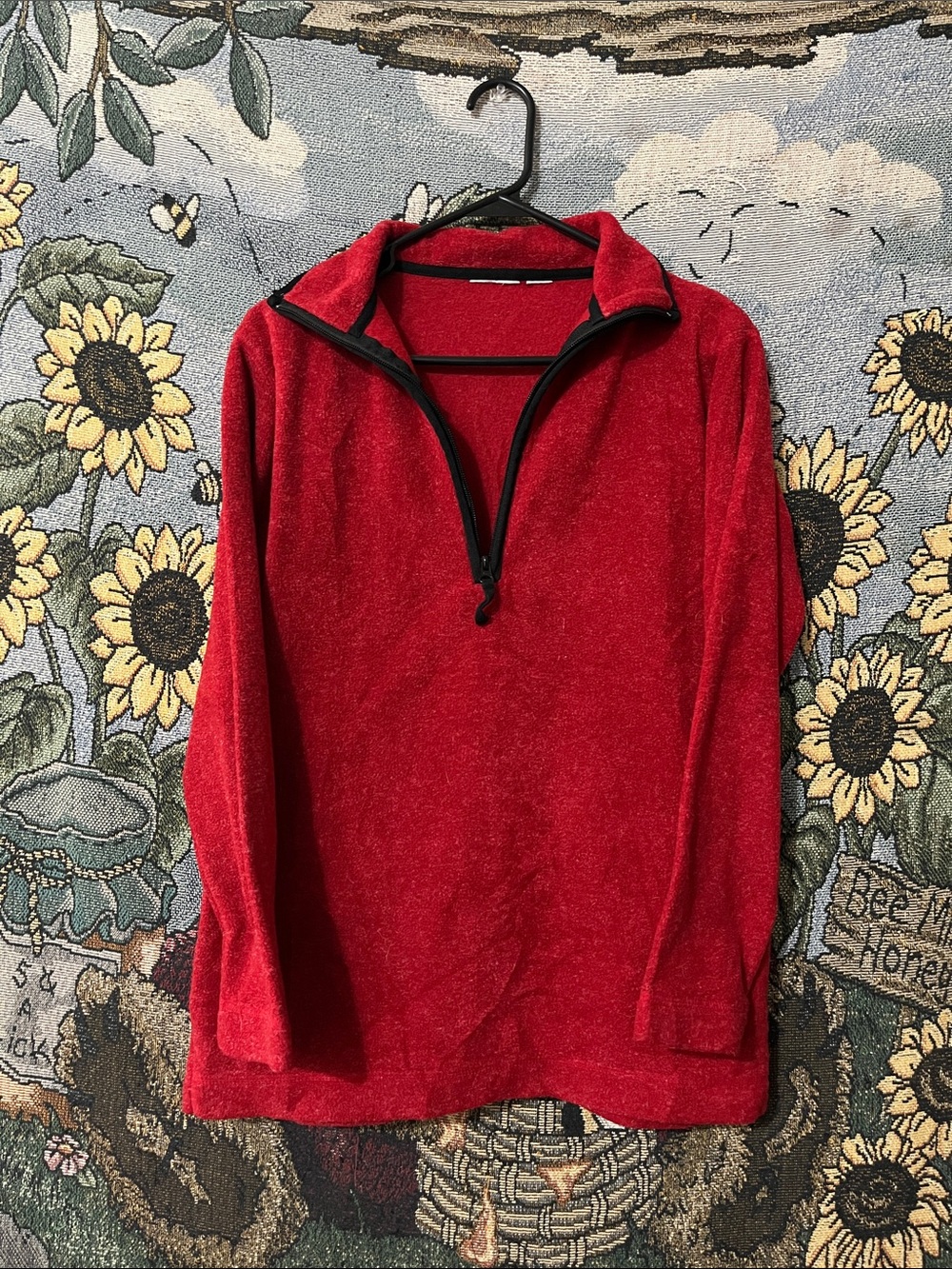 Men's Red Quarter-Zip Pullover Sweater